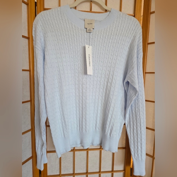 Calvin Klein Sweaters - NWT WOMENS CALVIN KLEIN LIGHT WATER BLUE COTTON KNIT PULLOVER SWEATER MEDIUM
